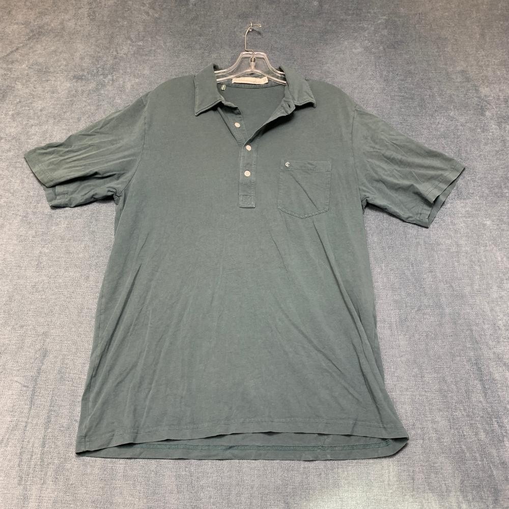 Criquet Polo Shirt Mens Large Green Cotton Chest Pocket Logo Golf Tennis Sports
